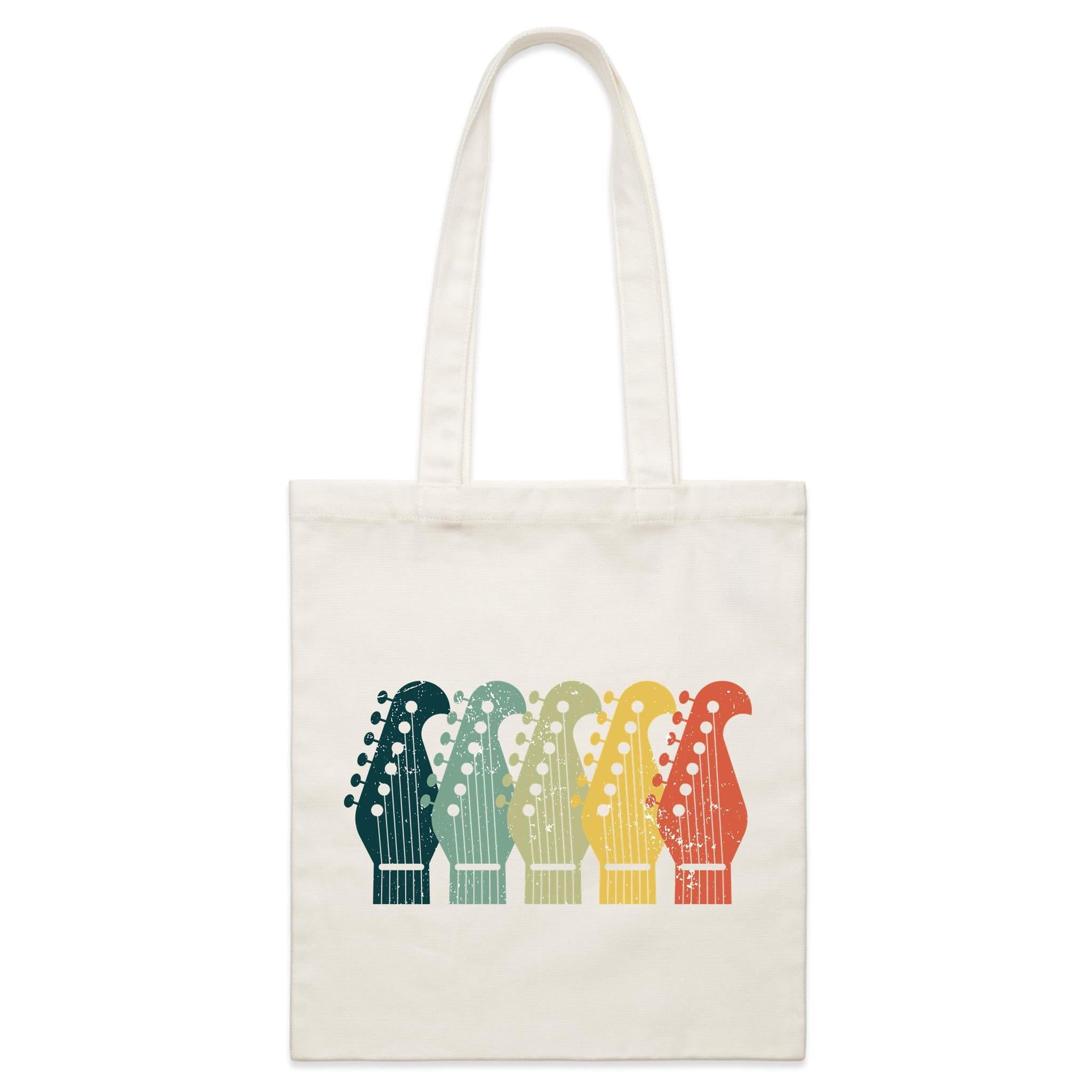 Vintage Guitar Headstocks - Parcel Canvas Tote Bag Default Title Small Tote Bag Music Printed In Australia