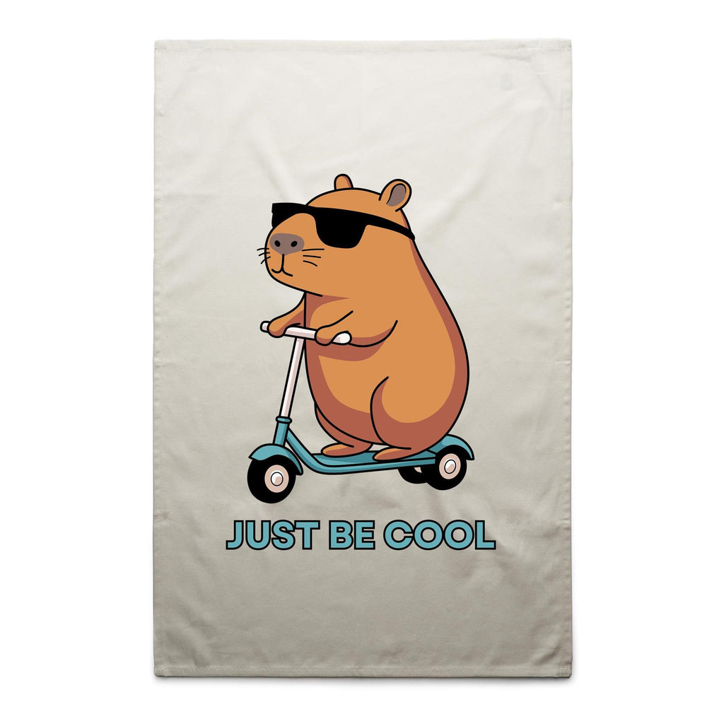 Just Be Cool, Capybara - AS Colour Tea Towel Cream One Size Tea Towel animal Printed In Australia