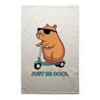 Just Be Cool, Capybara - AS Colour Tea Towel Cream One Size Tea Towel animal Printed In Australia