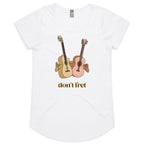 Don't Fret, Guitars - Womens Scoop Neck T-Shirt White Womens Scoop Neck T-shirt Music Printed In Australia