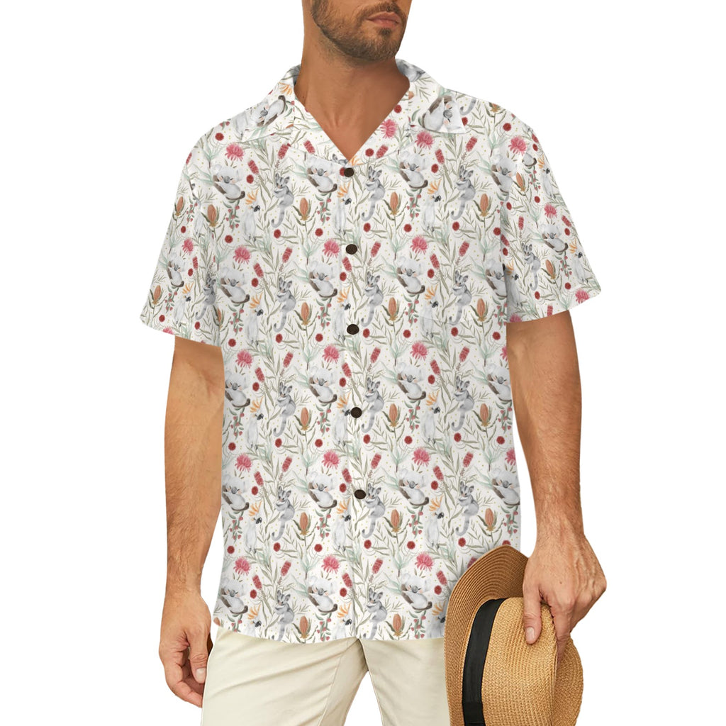 Australian Plants And Animals Men's Short Sleeve Hawaiian Shirt