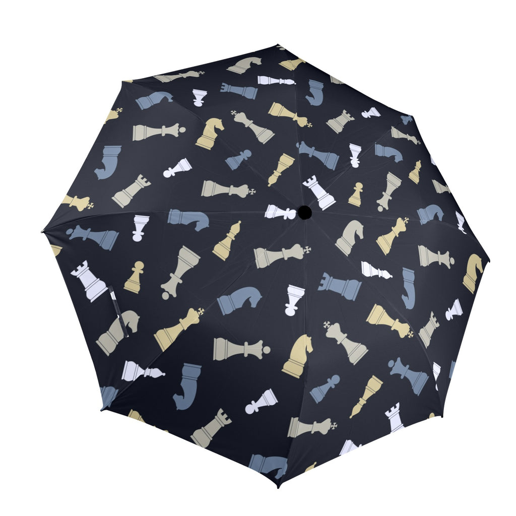 Chess Pattern - Semi-Automatic Foldable Umbrella (Model U12) One Size Semi-Automatic Foldable Umbrella (U12)