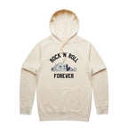 Rock And Roll Forever - Mens Hoodie Ecru Mens Hoodie Music Printed In Australia