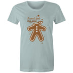 Gingerbread, I Can't Feel My Face - Womens T-shirt Pale Blue Womens Christmas T-shirt Christmas Printed In Australia