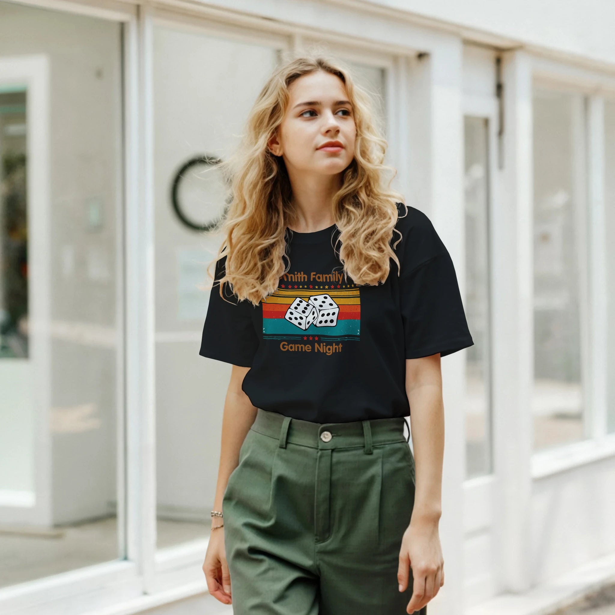 Personalised - Dice, Family Games Night - Classic Unisex Crewneck T-shirt | Gildan® 64000 Personalised T-shirt customise Games Globally Fulfilled personalise