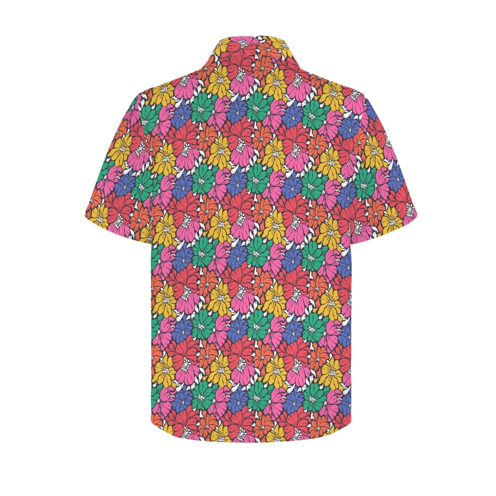 Bright And Bold Flowers Men's Short Sleeve Hawaiian Shirt Men's Hawaiian Shirt (New) Plants Printed Offshore