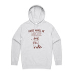 Coffee Makes Me Nicer, Raccoon - Mens Hoodie White Marle Mens Hoodie animal Coffee Printed In Australia