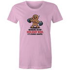 Working On My Holiday Bod, It's Cookie Shaped - Womens T-shirt Pink Womens Christmas T-shirt Christmas Printed In Australia
