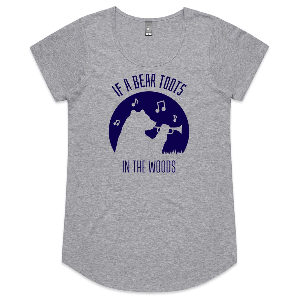 If A Bear Toots In The Woods, Trumpet Player - Womens Scoop Neck T-Shirt Grey Marle Womens Scoop Neck T-shirt animal Music Printed In Australia