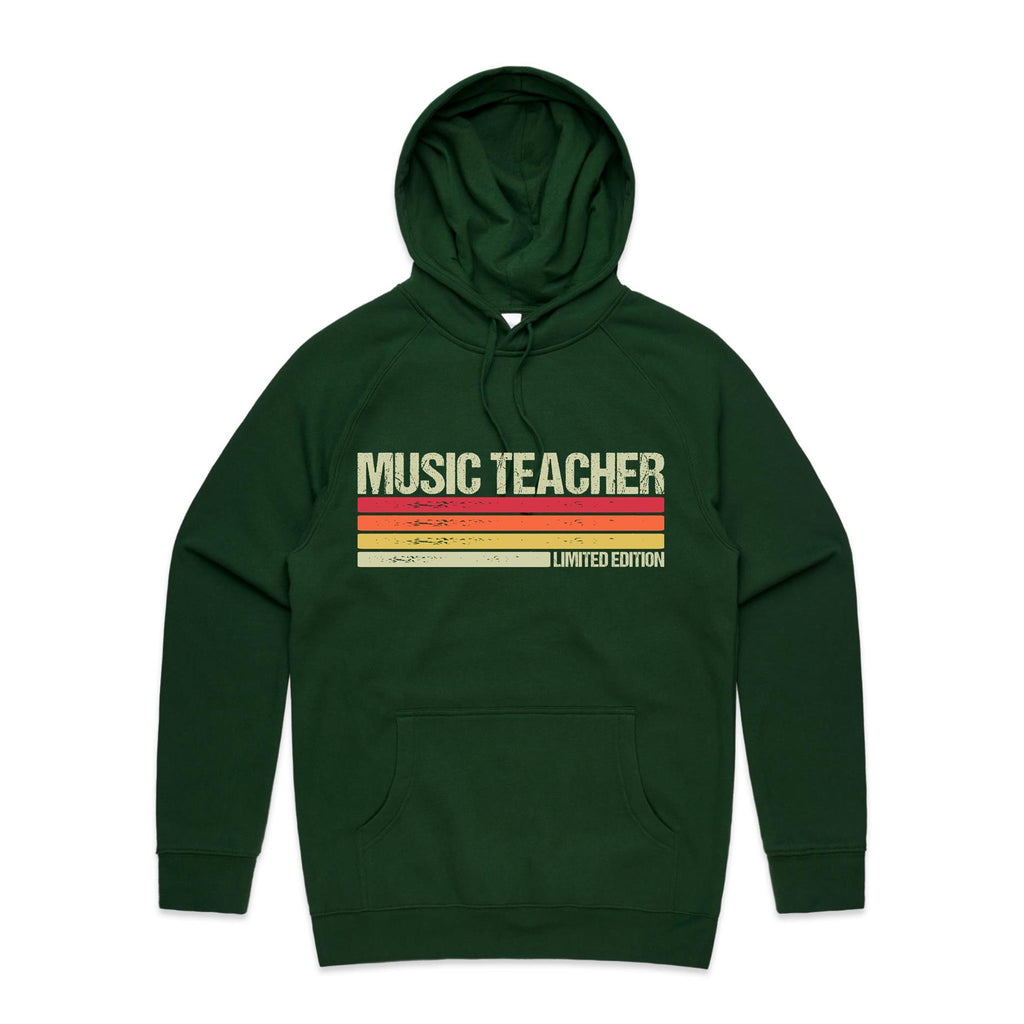 Music Teacher, Limited Edition - Mens Hoodie Forest Green Mens Hoodie Music Printed In Australia Teacher