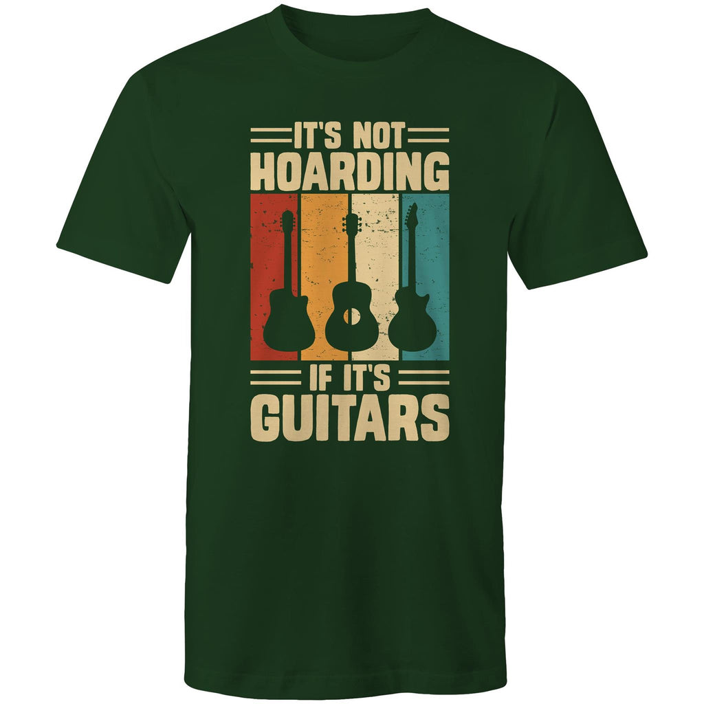It's Not Hoarding If It's Guitars - Mens T-Shirt Forest Green Mens T-shirt Music Printed In Australia