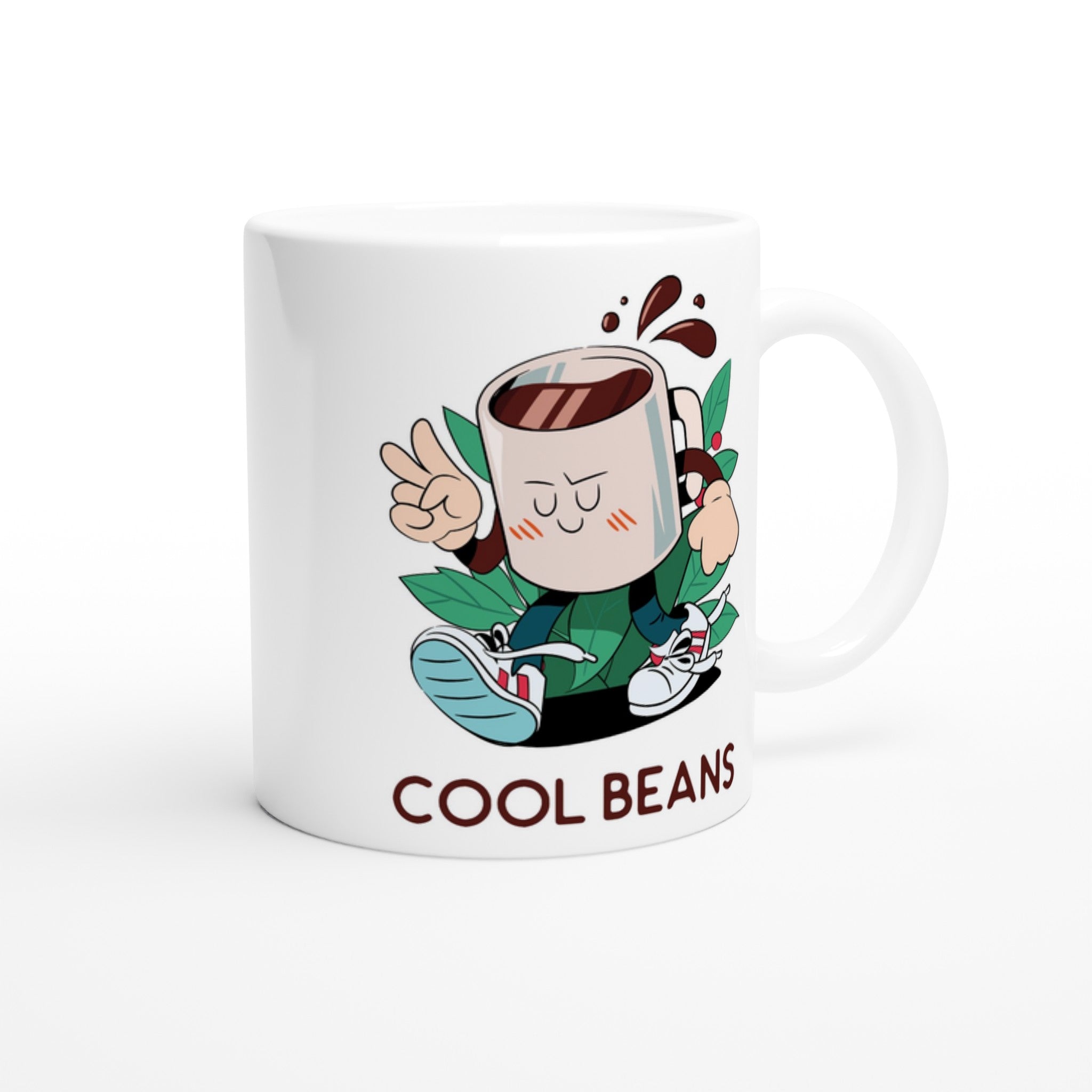Cool Beans - White 11oz Ceramic Mug White 11oz Mug Coffee Globally Fulfilled