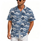 Japanese Waves Men's Crinkle Hawaiian Shirt