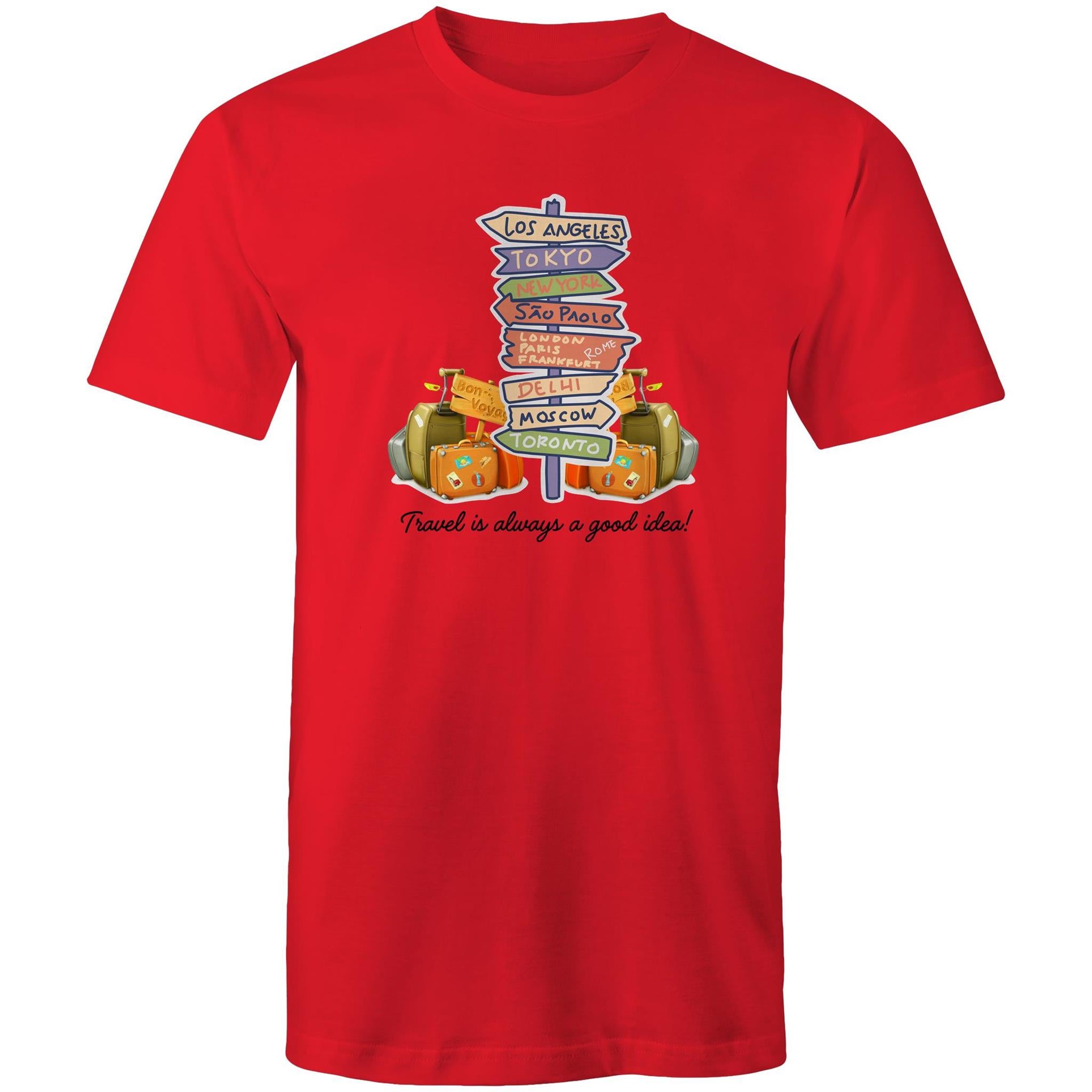 Travel Is Always A Good Idea - Mens T-Shirt Red Mens T-shirt Printed In Australia