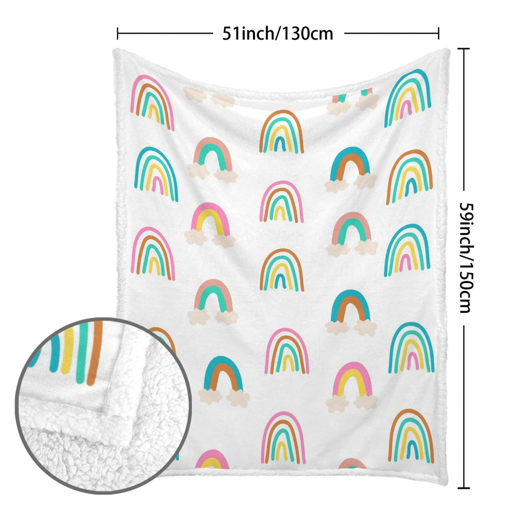 Cloud Rainbows - Double-Layer Fleece Blanket 51"x59"