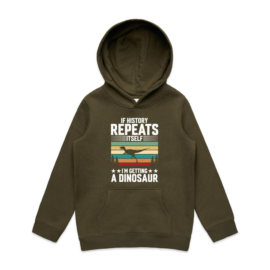 I'm Getting A Dinosaur Kids AS Colour Hoodie