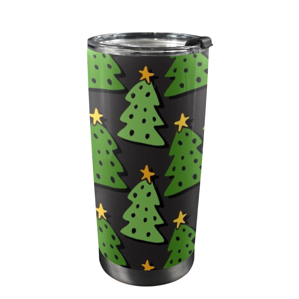 Christmas Trees - 20oz Mobile Tumbler with Lid (Black Lock) One Size 20oz Travel Mug Christmas Printed Offshore