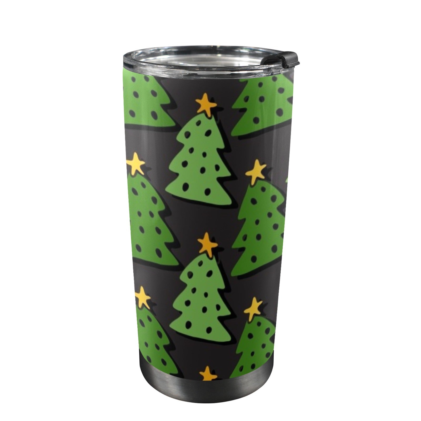 Christmas Trees - 20oz Mobile Tumbler with Lid (Black Lock) One Size 20oz Travel Mug Christmas Printed Offshore