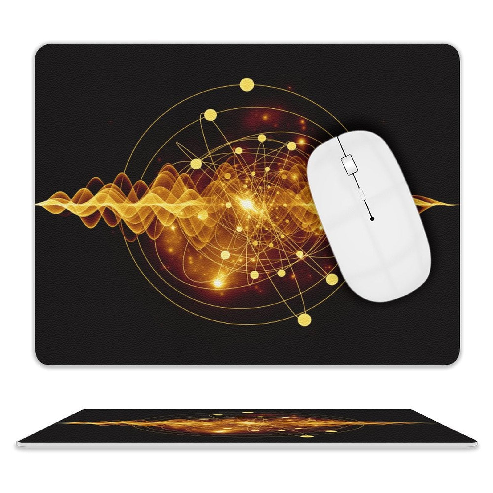 Atomic Wave Leather Mouse Pad white One size Leather Mouse Pad Printed Offshore Science