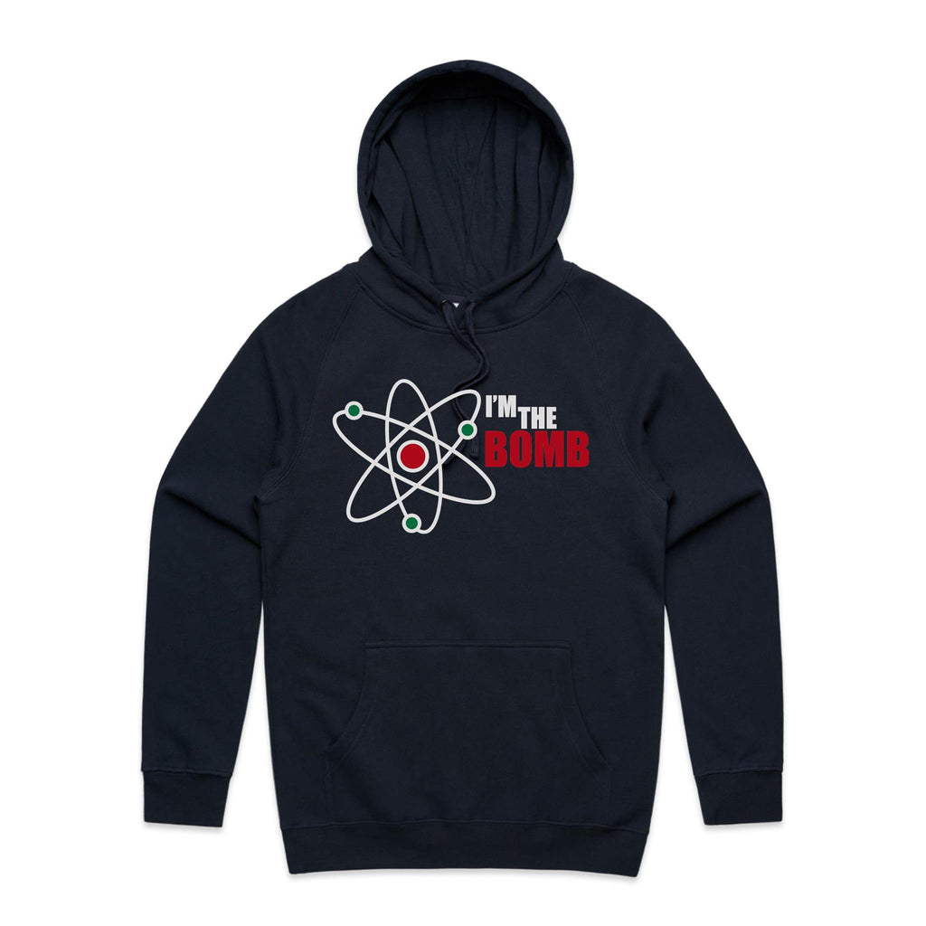 I'm The Bomb, Atom - Mens Hoodie Navy Mens Hoodie Printed In Australia Science