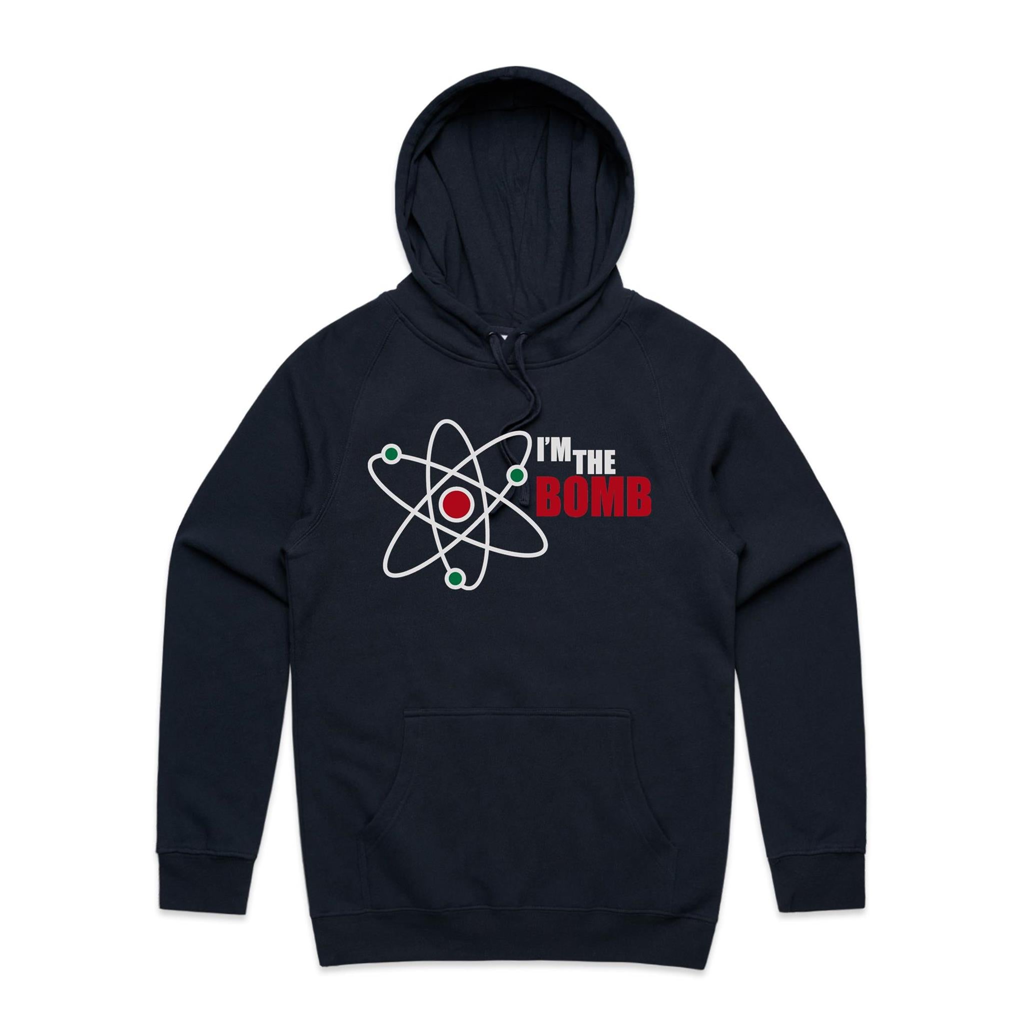 I'm The Bomb, Atom - Mens Hoodie Navy Mens Hoodie Printed In Australia Science