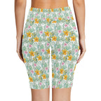 Tropical Flowers And Leaves Women's Bike Shorts With Side Pockets