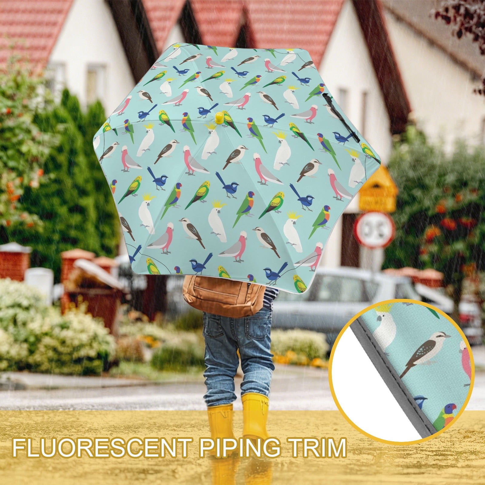 Australian Birds Kids Safe Round Corner Umbrella Kids Safe Round Corner Umbrella animal Birds Printed Offshore
