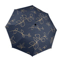 Gold Flowers On Navy Umbrella One Size Umbrella Printed Offshore