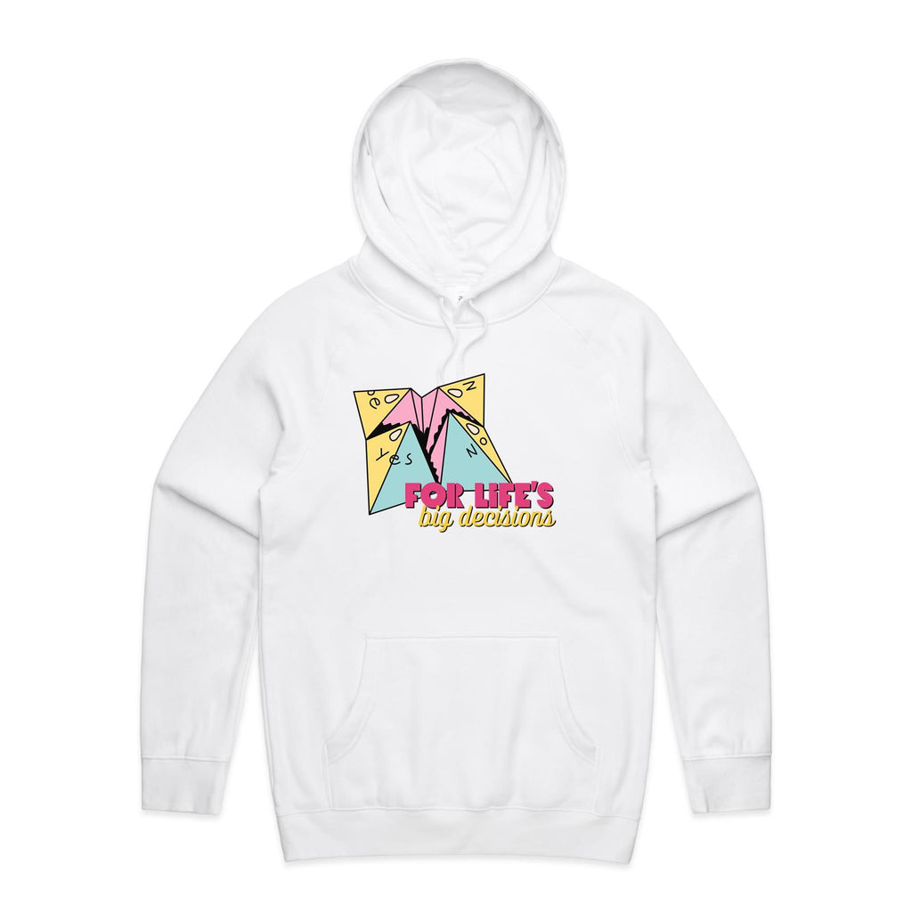 For Life's Big Decisions - Mens Hoodie White Mens Hoodie Games Printed In Australia