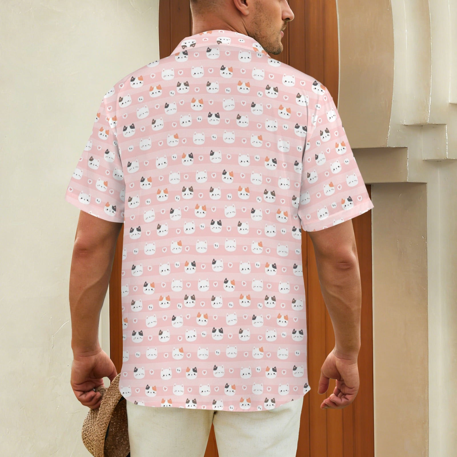 Pink Cats - Men's Short Sleeve Hawaiian Shirt Men's Hawaiian Shirt (New) animal Printed Offshore