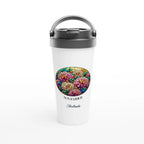 Stained Glass Birth Month Flowers - White 15oz Stainless Steel Travel Mug Default Title Personalised Travel Mug Birthday customise Globally Fulfilled Name personalise Plants