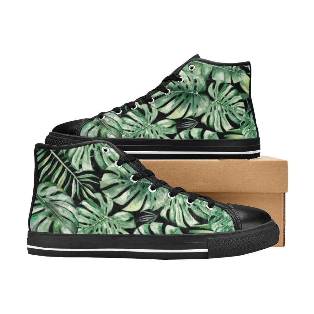 Jungle Leaves - Men's High Top Canvas Shoes