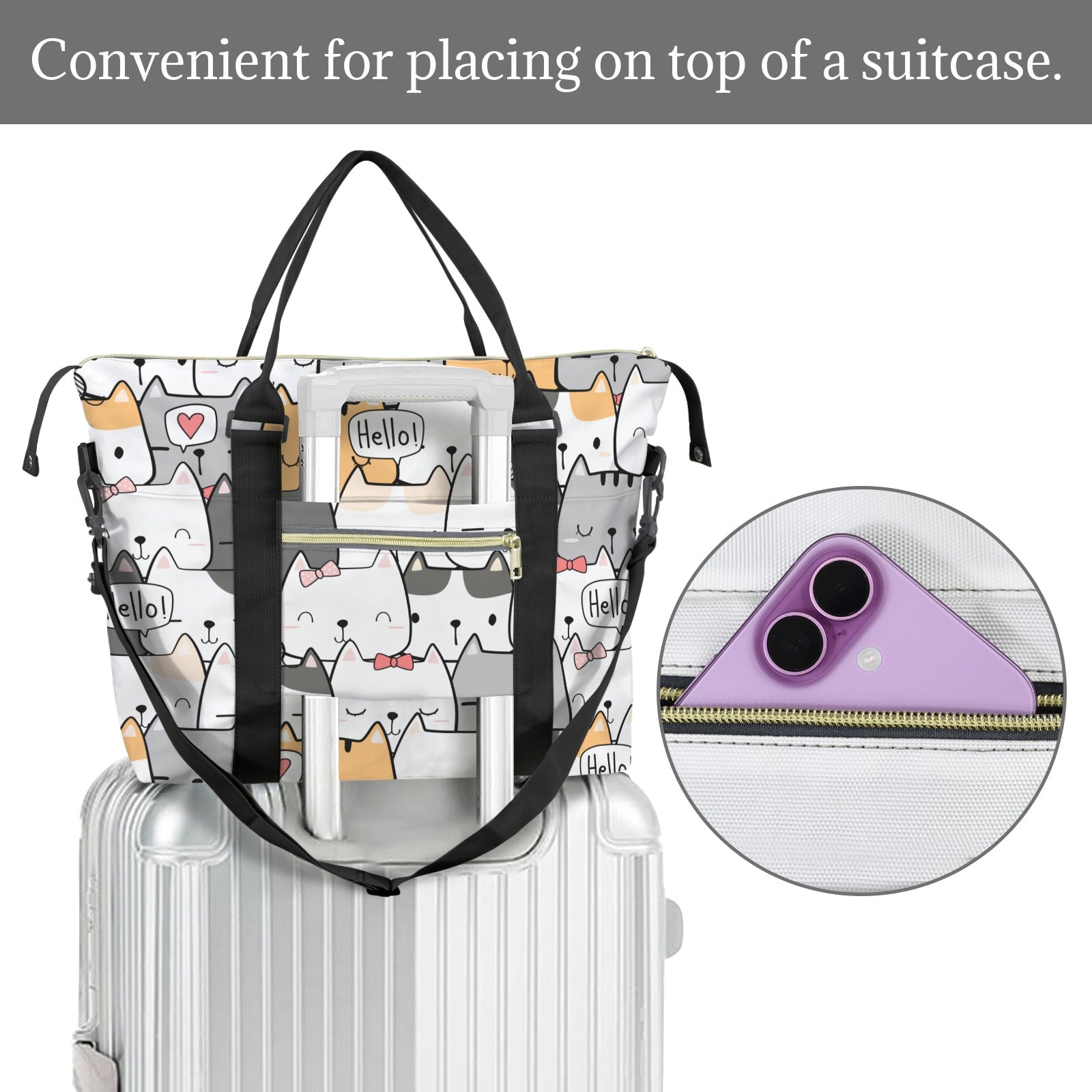 Cat Hello Duffle Bag-Simple (Model 1715) Duffle Bag-Simple (1715)