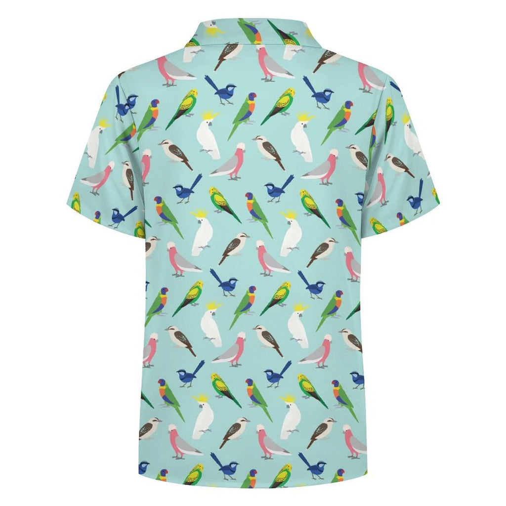 Australian Birds Kids Youth Short Sleeve Button Up Shirt
