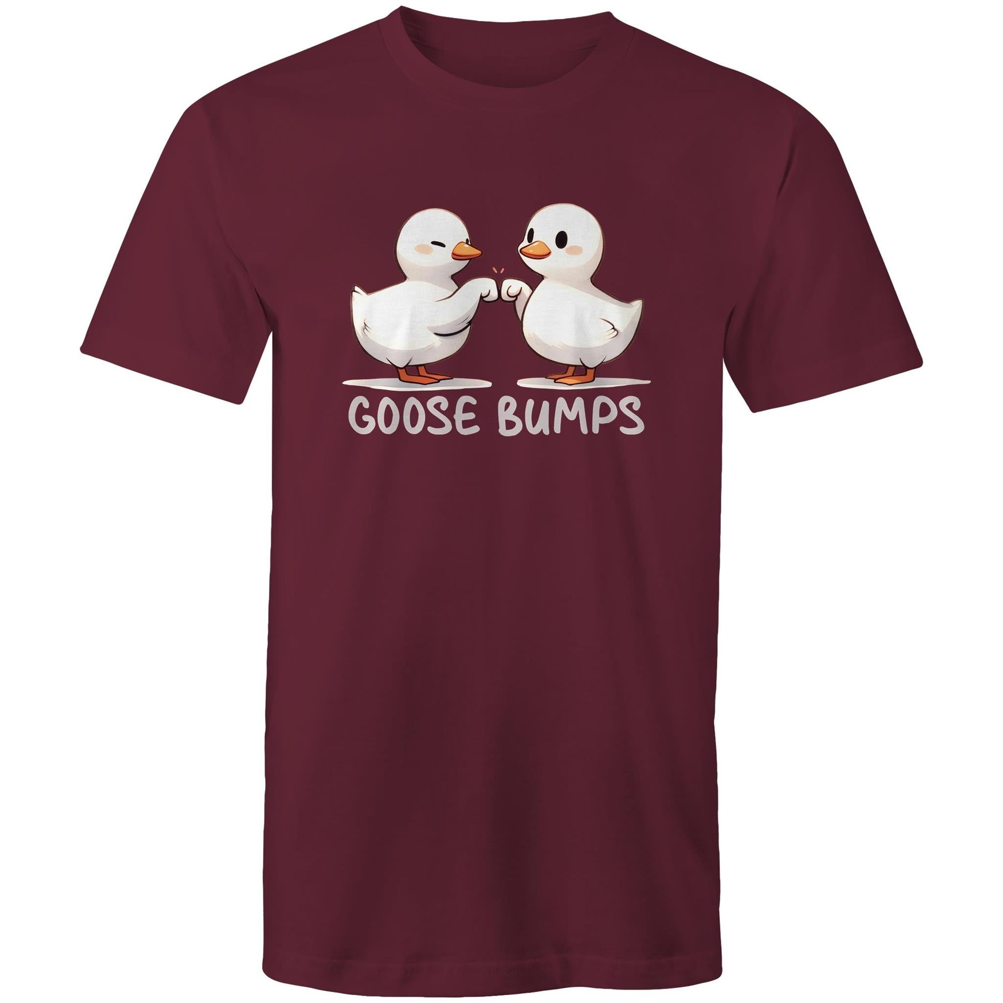 Goose Bumps - Mens T-Shirt Burgundy Mens T-shirt animal Printed In Australia