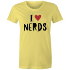 I Love Nerds, Heart - Womens T-shirt Yellow Womens T-shirt Love Printed In Australia