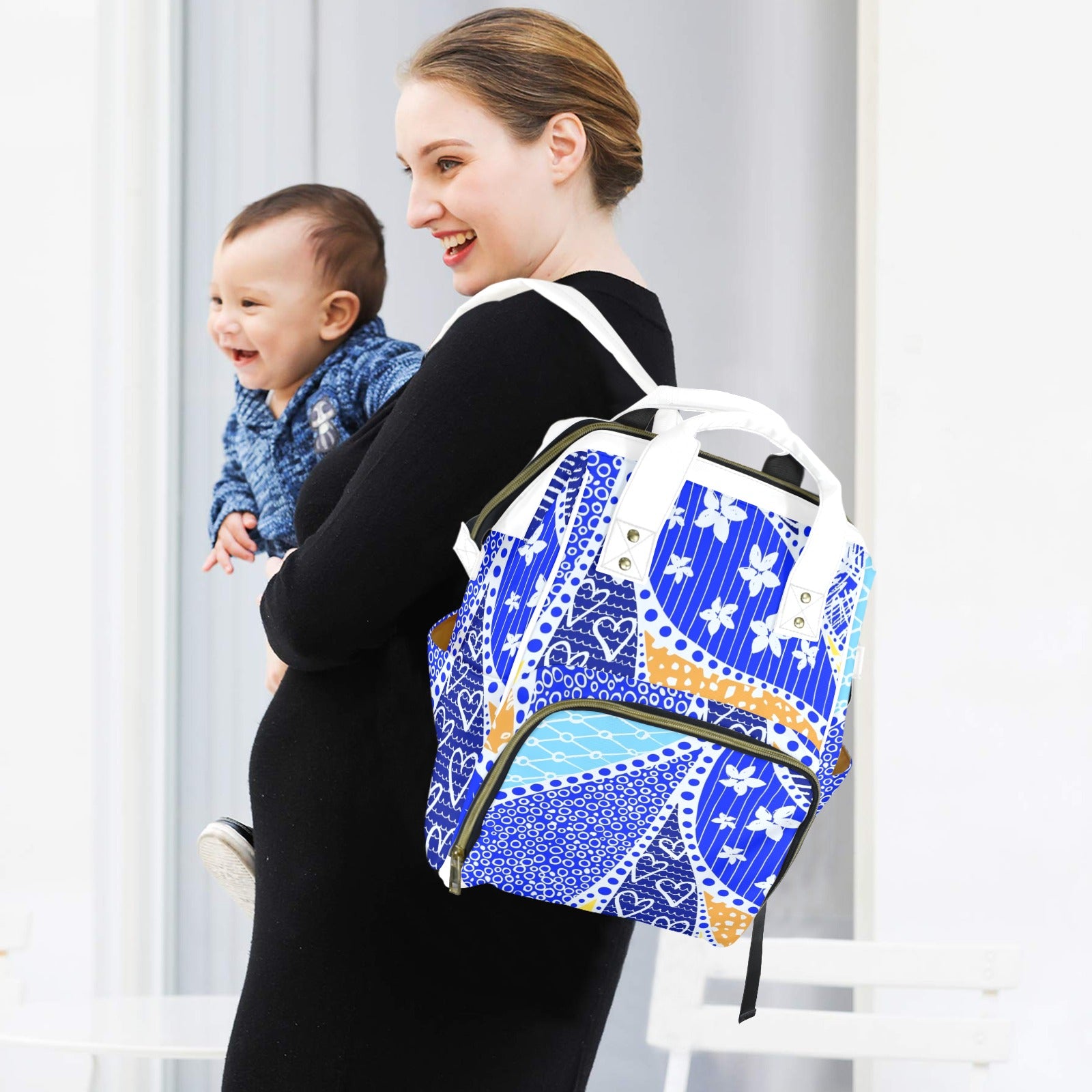 Blue Swirl - Multi-Function Backpack, Nappy / Diaper Bag