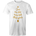 Christmas, I'm On The Nice List This Year - Mens T-Shirt White Mens Christmas T-shirt Christmas Printed In Australia