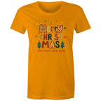 Merry Christmas And Happy New Year - Womens T-shirt Orange Womens Christmas T-shirt Christmas Printed In Australia