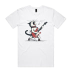 Cat Playing Guitar Men's AS Colour T-shirt White Mens T-shirt animal Music Printed In Australia