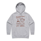 No Inspirational Quotes, Just Coffee - Womens Hoodie Grey Marle Womens Hoodie Coffee Printed In Australia