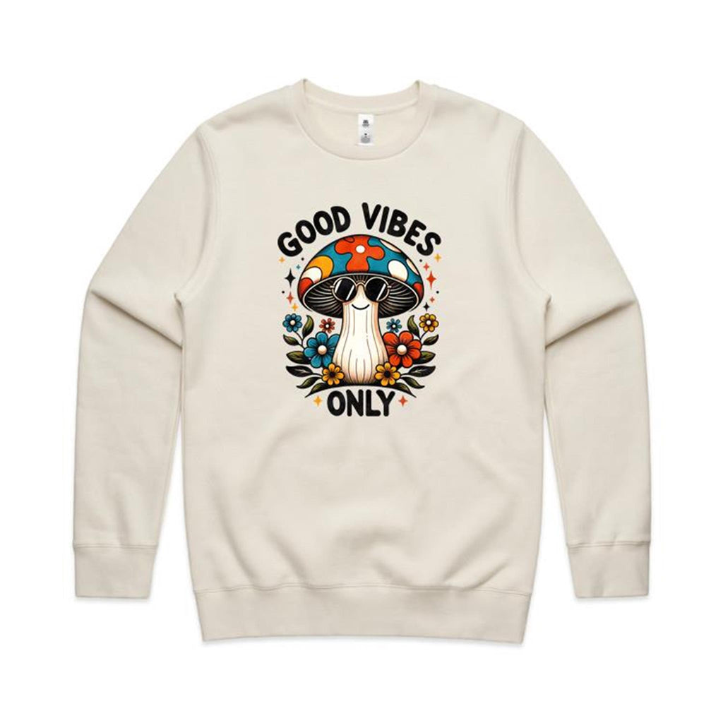 Good Vibes Only, Hippie Mushroom With Sunglasses - AS Colour Stencil Crew