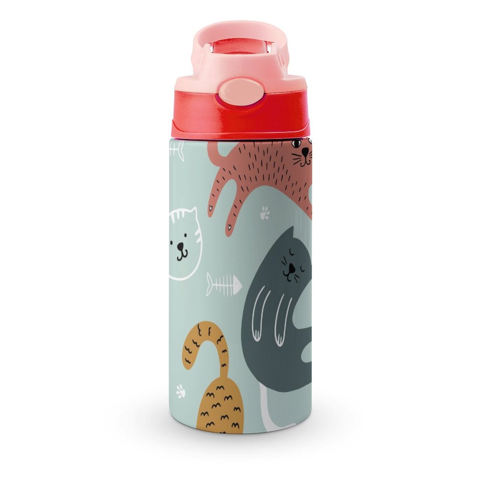 Cat Stretch - Little Kids Water Bottle pink 350ml Little Kids Water Bottle animal Printed Offshore