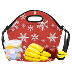 Red Snowflakes, Christmas - Neoprene Lunch Bag Neoprene Lunch Bag Printed Offshore