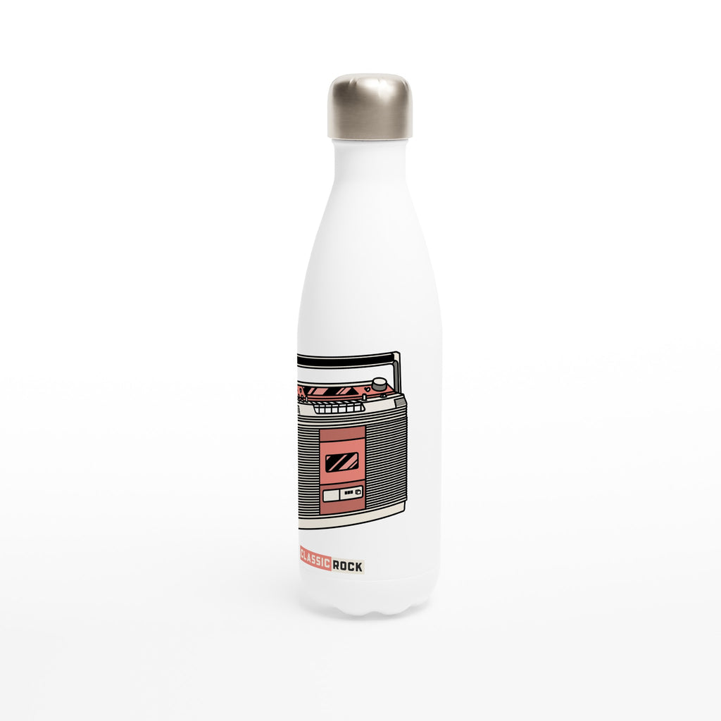 Classic Rock, Cassette Player - White 17oz Stainless Steel Water Bottle White Water Bottle Globally Fulfilled Music Retro