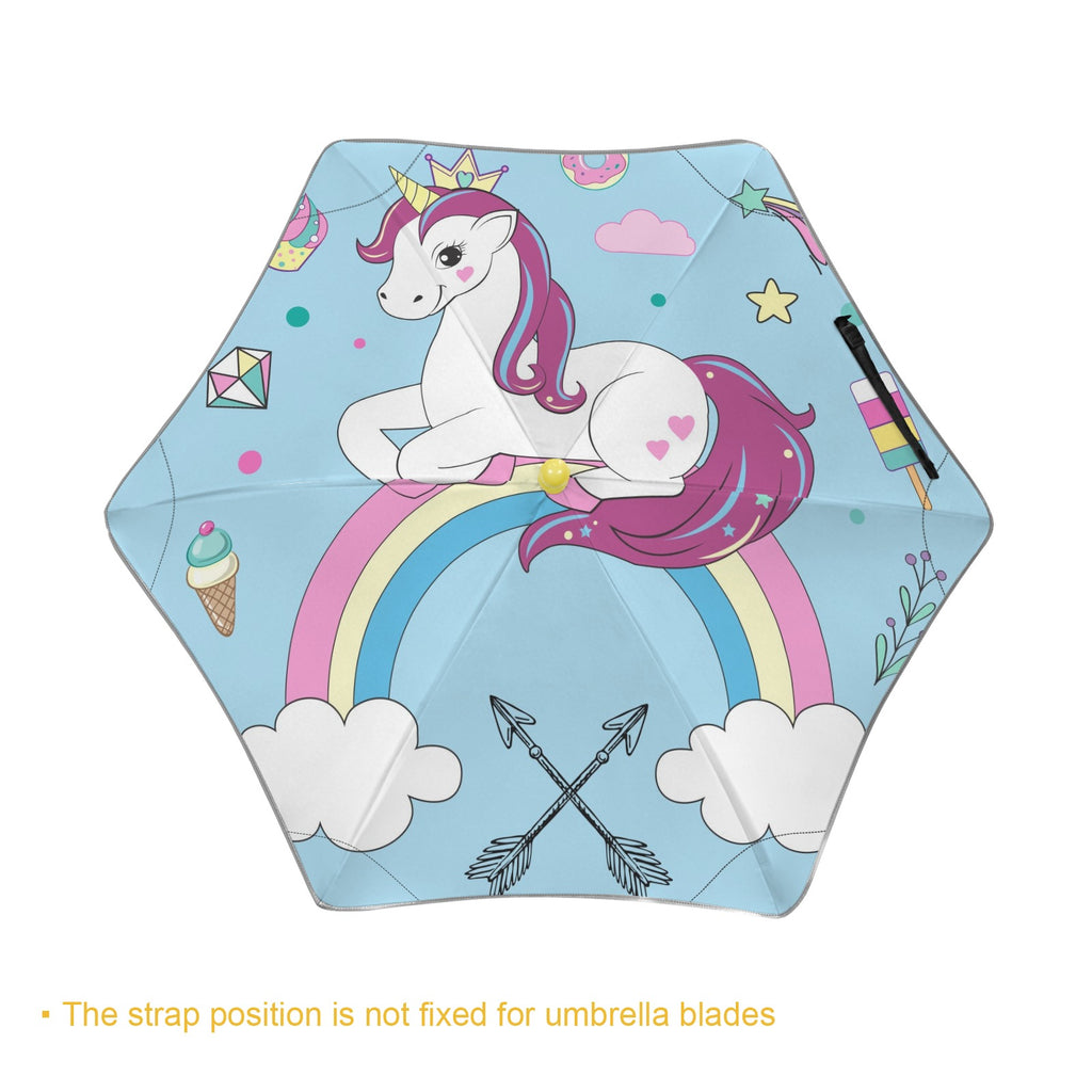Unicorn On A Rainbow Kids Safe Round Corner Umbrella Kids Safe Round Corner Umbrella animal Printed Offshore
