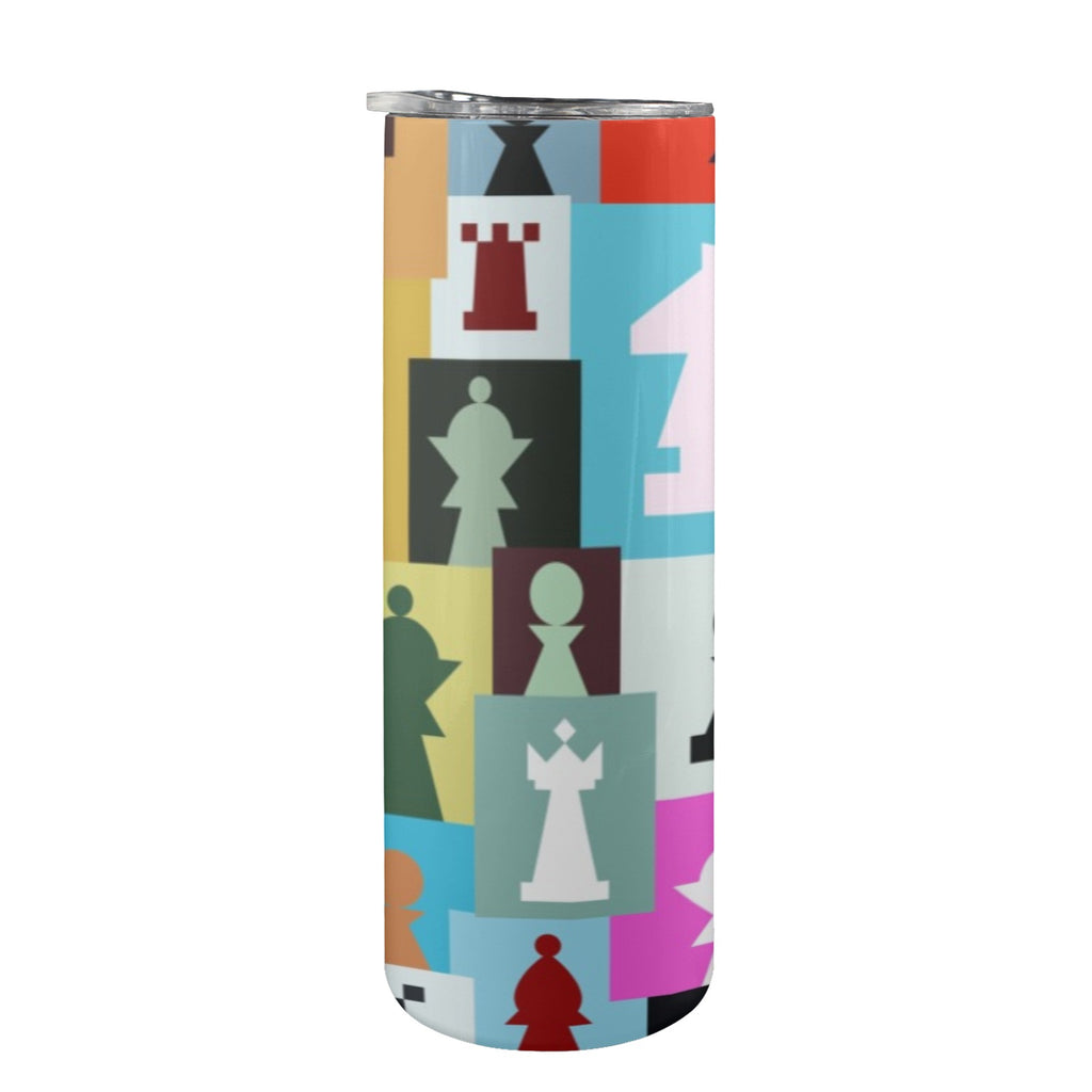 Colourful Chess - 20oz Tall Skinny Tumbler with Lid and Straw