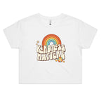 Kindness Matters Women's AS Colour Crop Tee White Kindness Printed In Australia