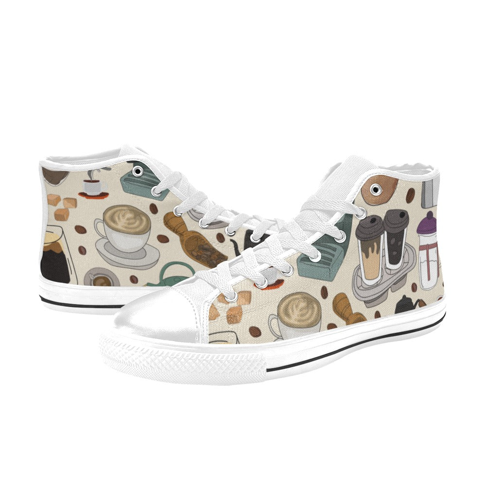 All The Coffee - Men's High Top Canvas Shoes