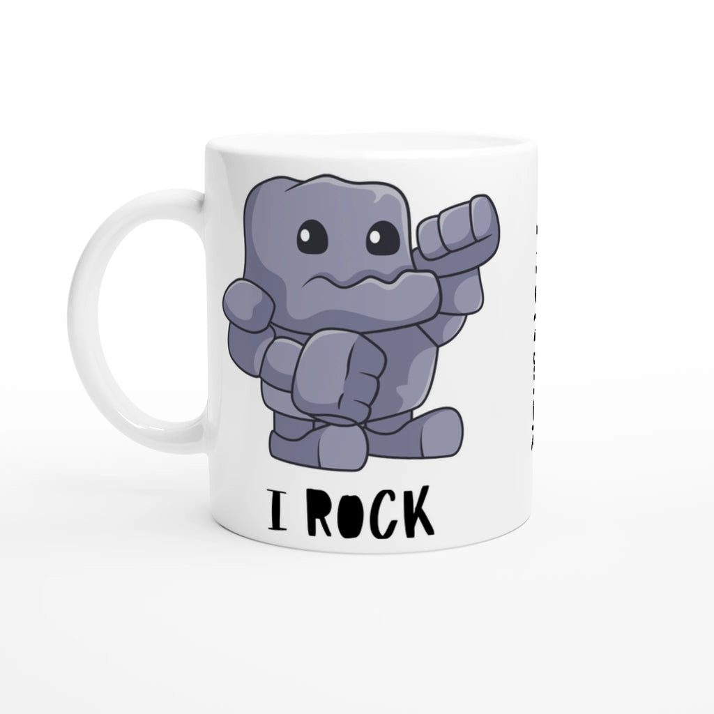 Pesonalise - I Rock - White 11oz Ceramic Mug Ceramic White Personalised Mug customise Globally Fulfilled Music personalise